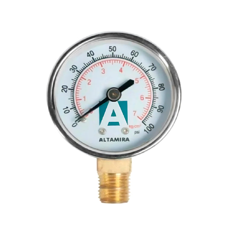 MANOMETRO SECO ALTAMIRA 0-100 PSI CONEXION BASE